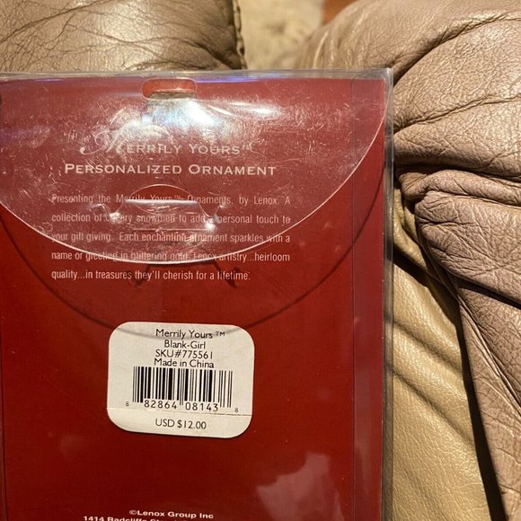 Lenox "Merrily Yours" Personalized Christmas Ornament - Blank Girl - Picture 2 of 2